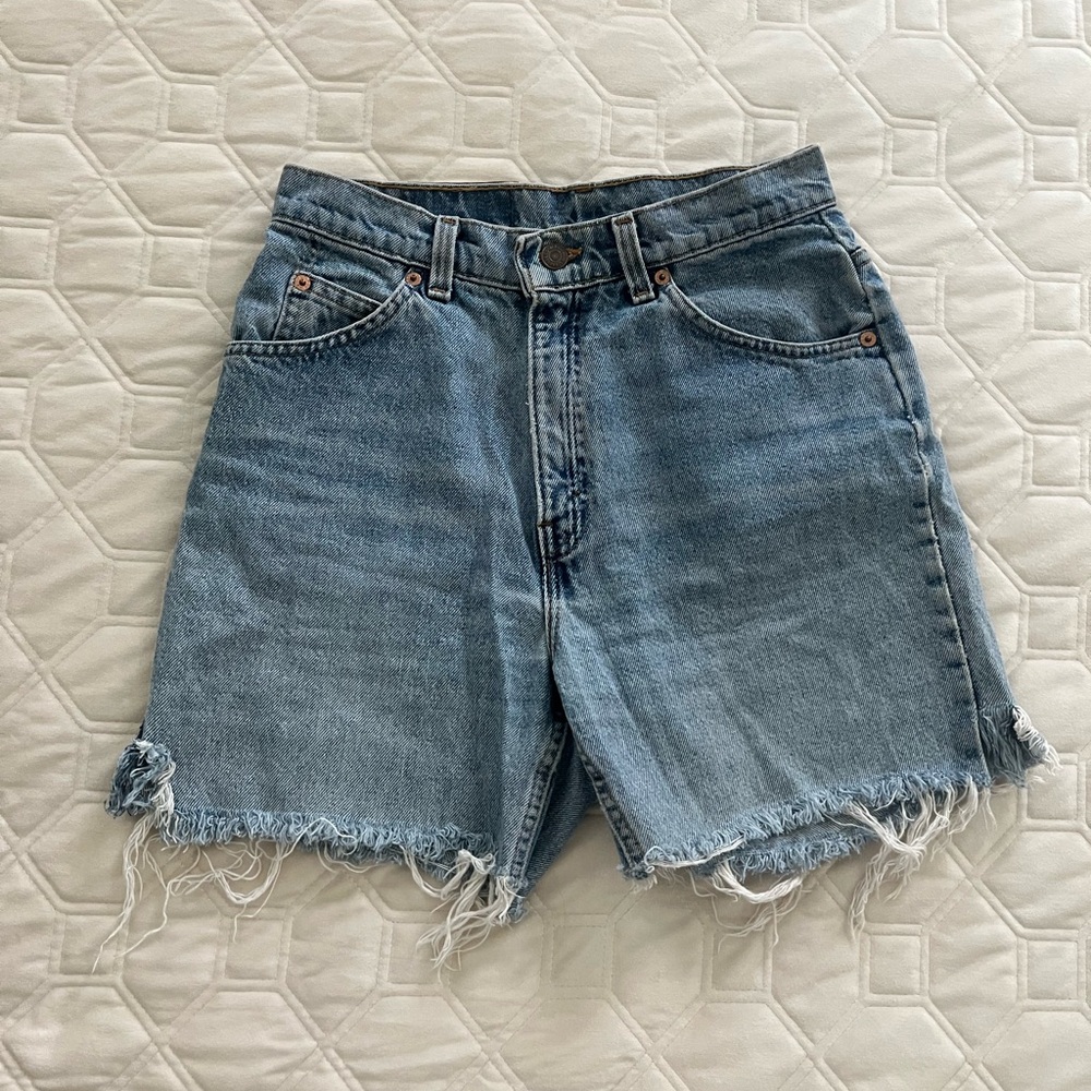 Levi's Blue Jean Shorts with Frayed Hem